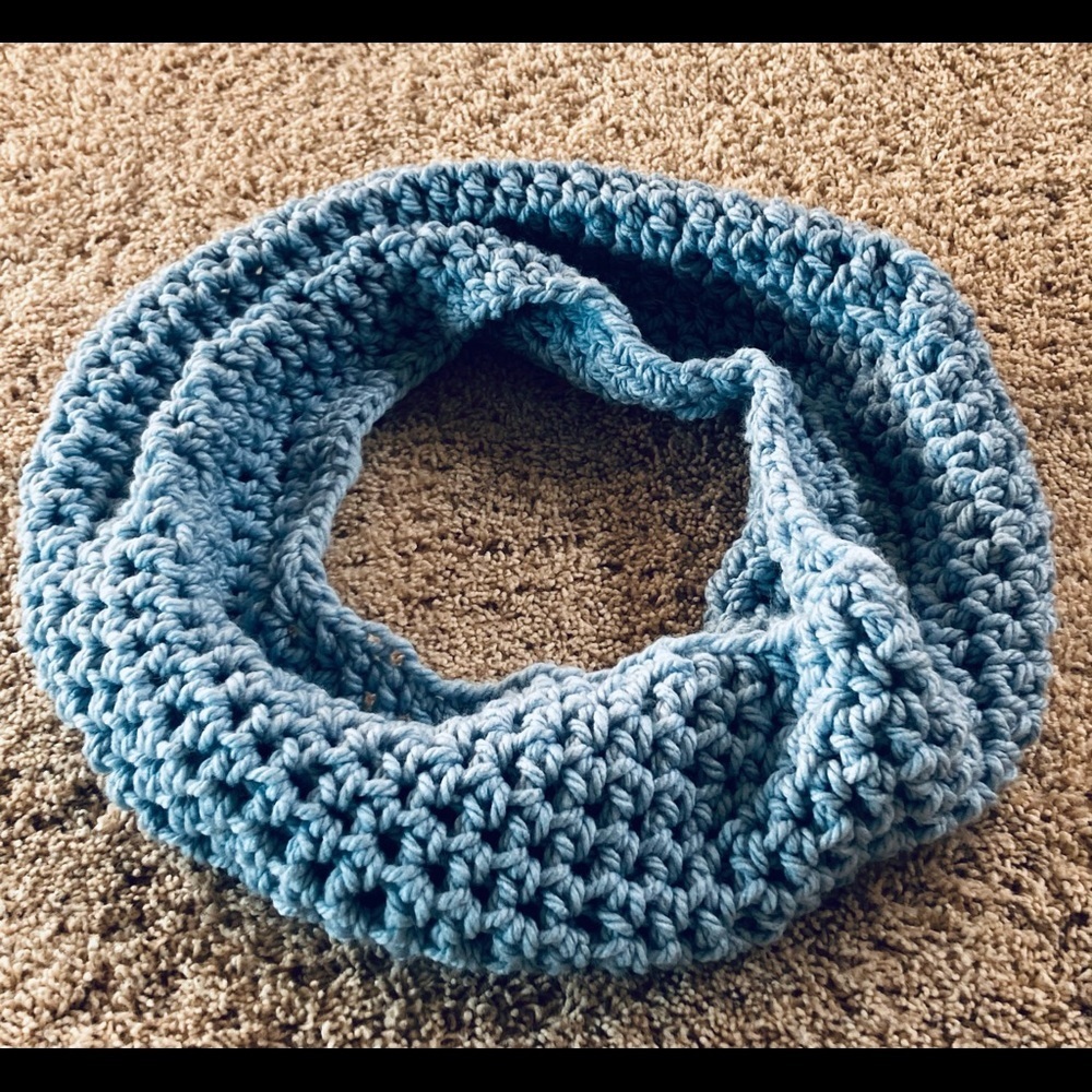 Baby blue cowl hand crocheted